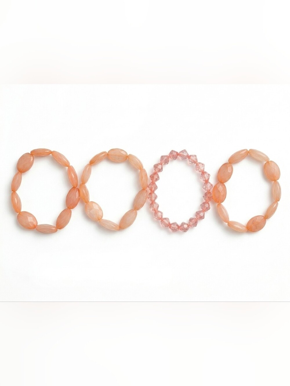 Elegant Peach Beaded Bracelet Set